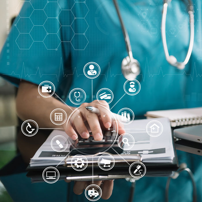 surgeon with calculator